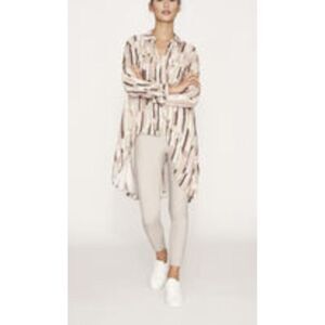B NEW YORK Womens Top Hi-Lo Cuffed Sleeve Collared Curved Hem Button Down Front
